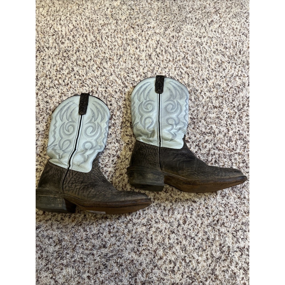 Double H Cowboy Ladies Boots Sz8.5 M Embroidered Western Colorful Blue Brown